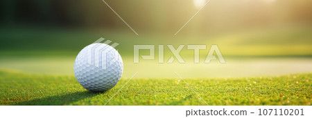 close-up golf on the green field close-up golf on the green field 107110201