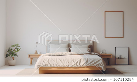 Bed room, clean room, white interior Bed room, clean room, white interior 107110294