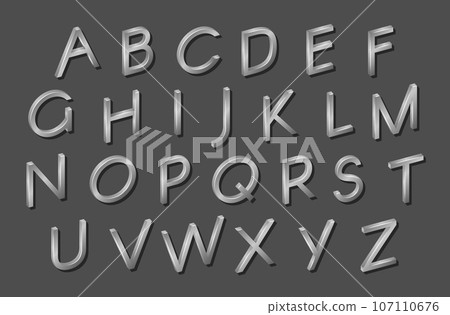 Alphabet font in isometry in realistic 3D style on a white background 107110676