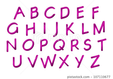 Alphabet font in isometry in realistic 3D style on a white background Alphabet font in isometry in realistic 3D style on a white background 107110677