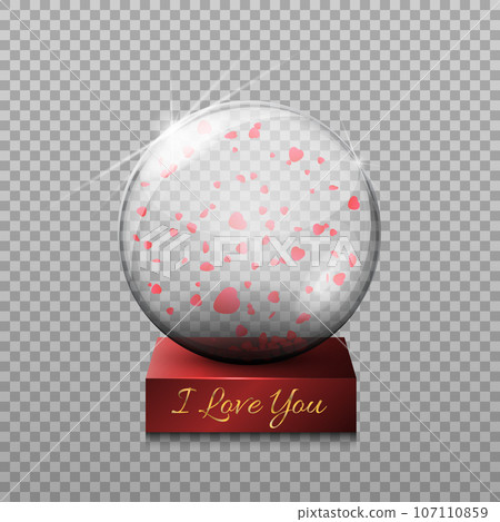 Gift on Valentine's Day, a transparent glass ball isolated vecto Gift on Valentine's Day, a transparent glass ball isolated vecto 107110859