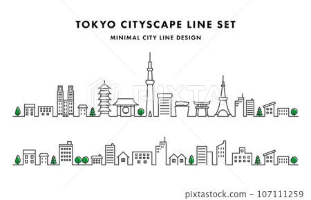 東京城市景觀線圖集(向量圖) 東京城市景觀線圖集(向量圖) 107111259