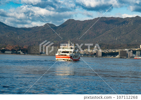 JR Ferry Misen Maru 2 heading towards Miyajimaguchi seen from Miyajima Hatsukaichi City, Hiroshima Prefecture 107112268