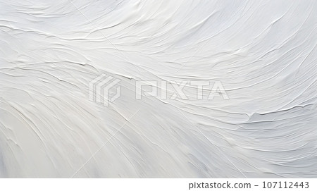 Close up of oil painting texture with brush strokes and palette knife strokes in white and grey colors Close up of oil painting texture with brush strokes and palette knife strokes in white and grey colors 107112443