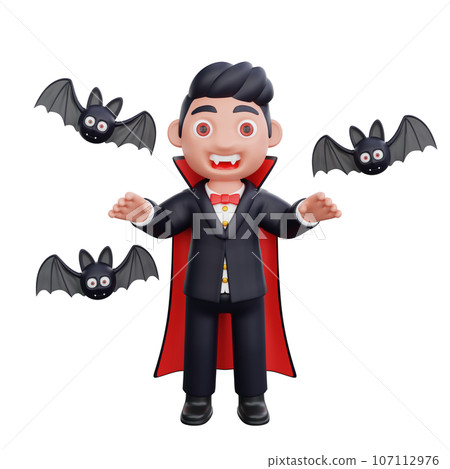 3d cute Vampire doing scary trick halloween design 107112976
