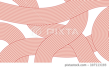 Red macaroni ornament, Asian ramen noodle background. Food illustration 107113193