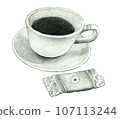 Coffee and biscuits illustration drawn in pencil 107113244