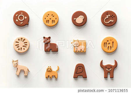 Cute cork-like animal icon (3D pictogram) 107113655
