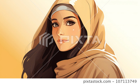 手绘卡通阿拉伯女人插画 手绘卡通阿拉伯女人插画 107113749