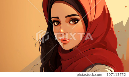 手绘卡通阿拉伯女人插画 107113752