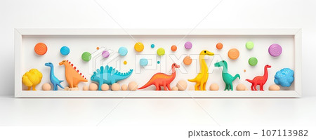 可愛的軟木恐龍框架(3D象形文字) 可愛的軟木恐龍框架(3D象形文字) 107113982