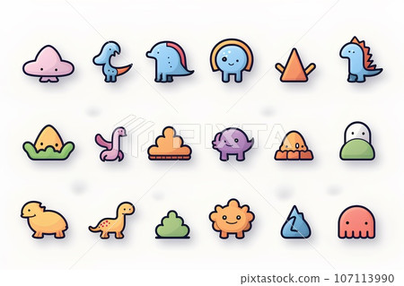 Cute dinosaur icon set (pictogram) 107113990