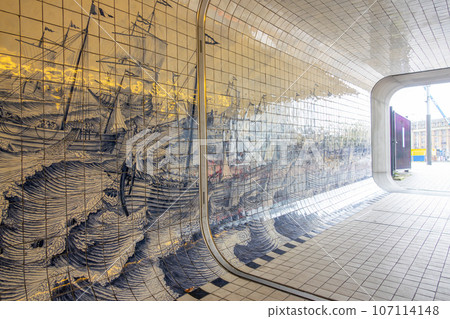 Panel on the Wall of an Underground Passage in Amsterdam 107114148