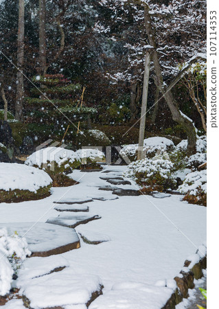 Winter in Kawagoe, Little Edo, snowy Kita-in Temple, Kyokusui Garden 107114353