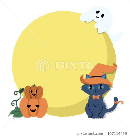 Halloween day moon, cat, ghost and pumpkin background Halloween day moon, cat, ghost and pumpkin background 107114459