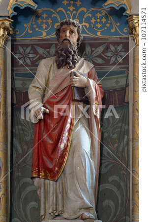 Saint Paul statue on the altar in Parish Church of Saint Roch in Kratecko, Croatia 107114571