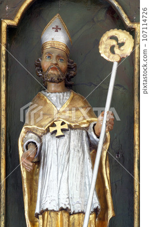 St. Blaise, statue on the high altar at St. Peter's Parish Church in Sveti Peter Mreznicki, Croatia 107114726