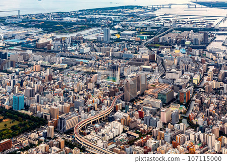 Aerial view of Koto City, Tokyo, Japan 107115000