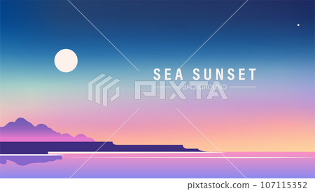 Stylized sea coast at dawn 107115352