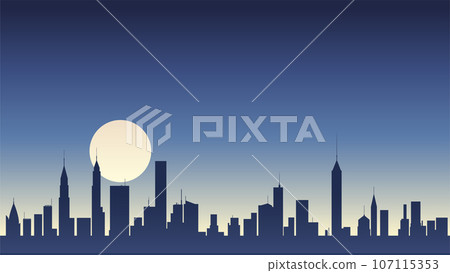 Night city vector illustration. Dark urban scape. 107115353