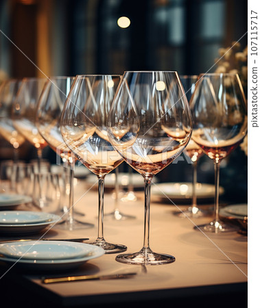 Table a number glasses of wine 107115717