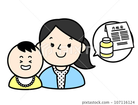 Simple person illustration medical mother and child Simple person illustration medical mother and child 107116124