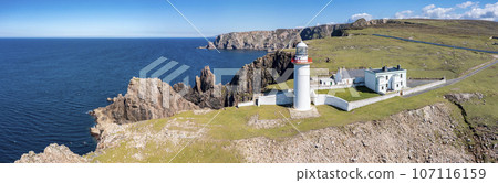 Aerial view of the lighthouse on the island of Arranmore in County Donegal, Ireland 107116159