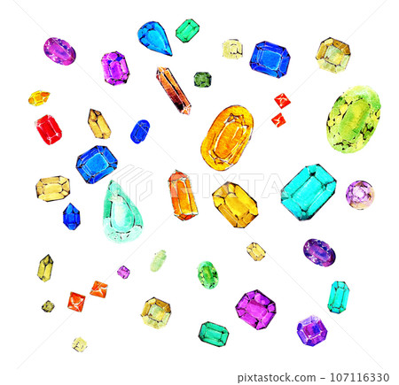 Colorful jewels watercolor illustration Colorful jewels watercolor illustration 107116330