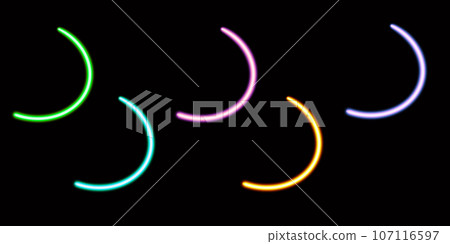 set geometric semicircle glowing desktop icon, neon geometric semicircle sticker, neon figure, glowing figure, neon geometrical figures  107116597