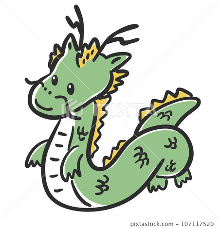 手繪插畫微笑可愛龍龍年卡素材 107117520