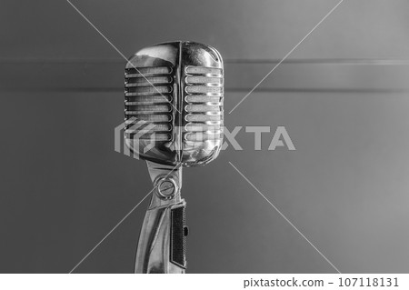 Wired Dynamic Retro Microphone Silver Metal Color Wired Dynamic Retro Microphone Silver Metal Color 107118131