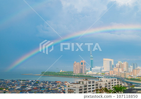 Rainbow after the rain seen from Washio Atago Shrine Rainbow after the rain seen from Washio Atago Shrine 107118850