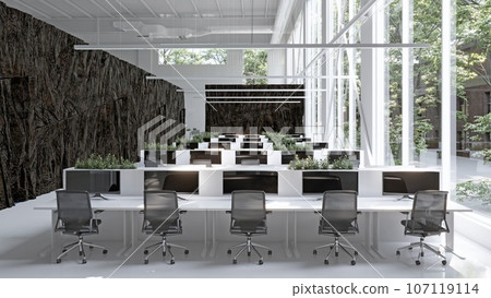 modern office interior with rock feature 107119114