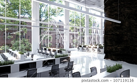 modern office interior with rock feature 107119116