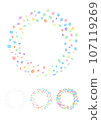 Rainbow colored rose petals round frame 107119269