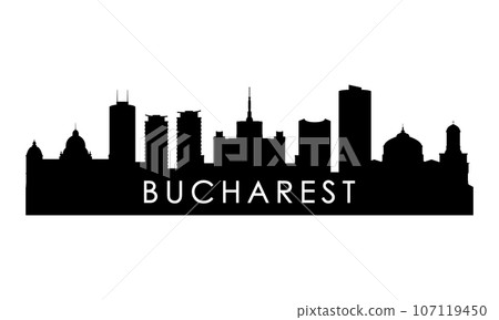 Bucharest skyline silhouette. 107119450