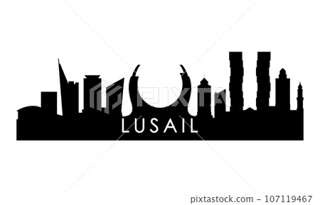 Lusail skyline silhouette. 107119467