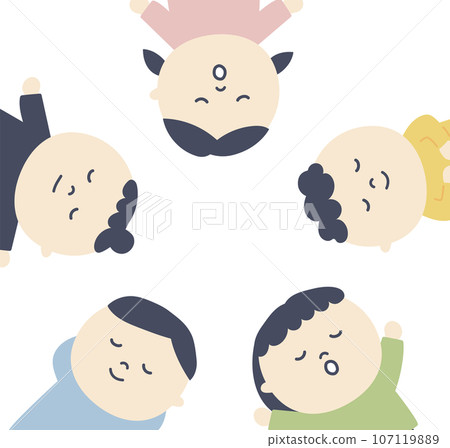 Illustration of children sleeping in a circle 107119889