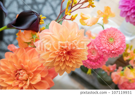 Vibrant floral decorations using autumn colors Vibrant floral decorations using autumn colors 107119931
