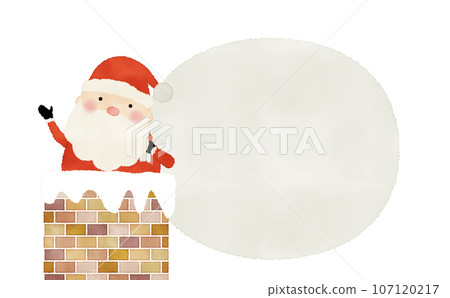 Watercolor illustration of Santa Claus peeking out of the chimney Watercolor illustration of Santa Claus peeking out of the chimney 107120217