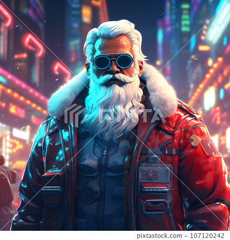 Epic Santa Claus Character in Cyberpunk Style Epic Santa Claus Character in Cyberpunk Style 107120242