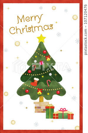 Christmas card with christmas tree illustration Christmas card with christmas tree illustration 107120476