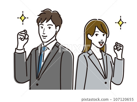 穿著西裝的男人和女人做膽量姿勢 107120655