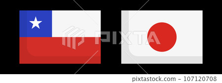 Chile flag and Japan flag icon set. vector. Chile flag and Japan flag icon set. vector. 107120708