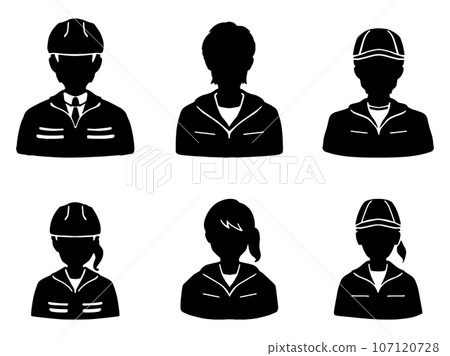 Silhouette illustration set of men and women in work clothes black 107120728