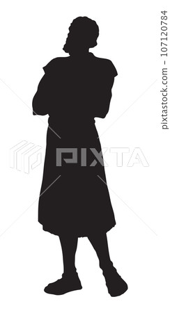 Shepherd holding a lamb. Vector drawing Shepherd holding a lamb. Vector drawing 107120784