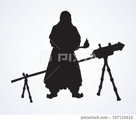 Vector drawing of Chinese warrior 107120818