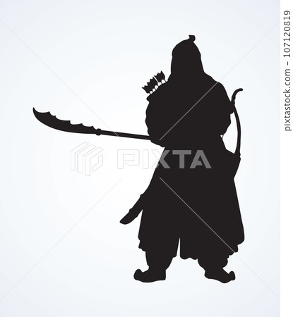 Vector drawing of Chinese warrior 107120819