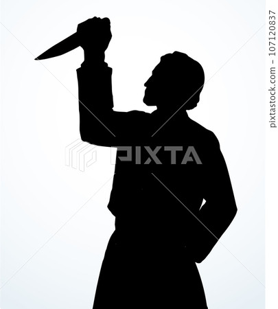 Shadow of the hand holding a big knife 107120837