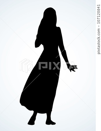 Arab with his hands up, stands with his back. Vector drawing Arab with his hands up, stands with his back. Vector drawing 107120841
